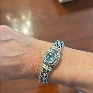 DAVID YURMAN DOUBLE ALBION STERLING SILVER BRACELET WITH BLUE TOPAZ